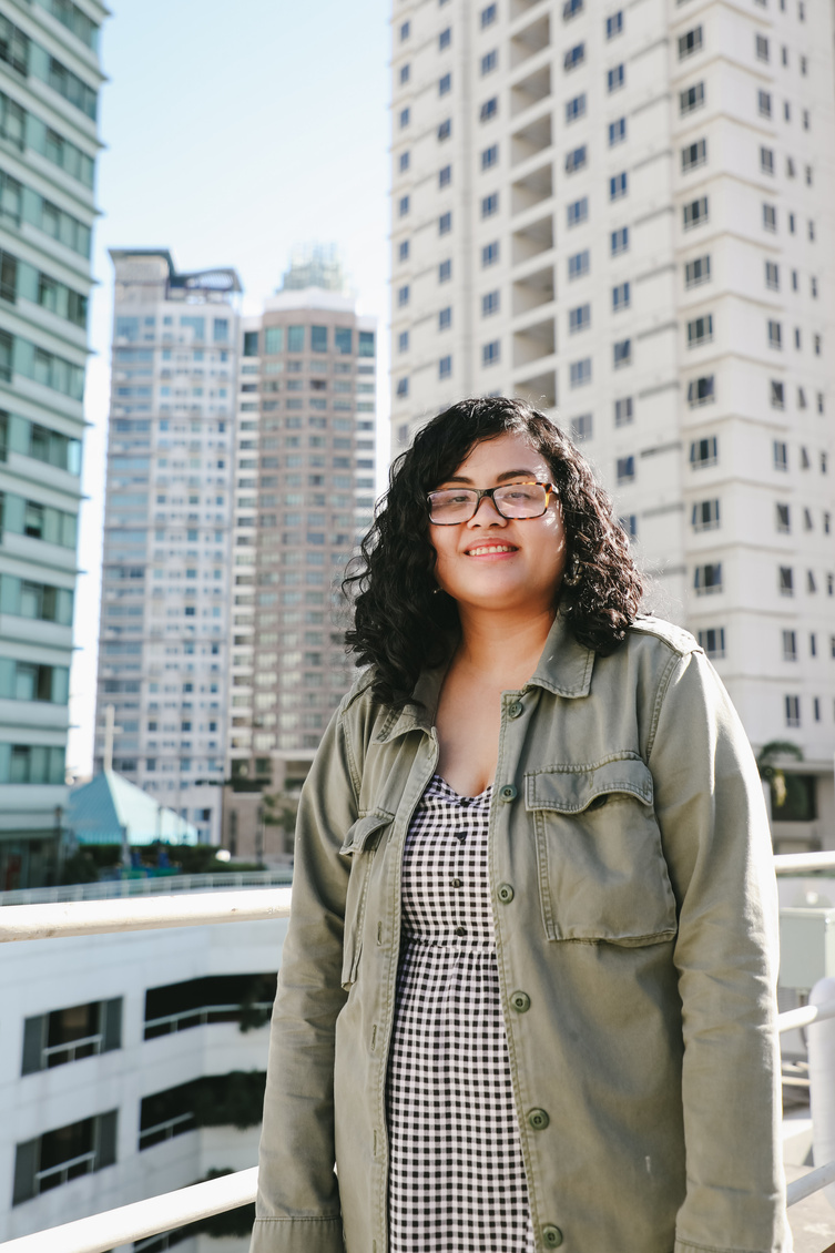 Woman in office rooftop